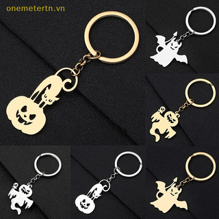 Onemetertn Thú Cưng Động Vật Móc Khóa Dành Cho Bạn Bè Túi Quà Tặng Ch Hoạt Hình Đảng Mặt Dây Thép Không Gỉ Mạ Vàng Halloween Bí Ngô Mèo Móc Khóa VN