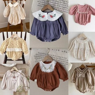 Quần áo trẻ em, quần áo xì hơi, áo liền quần, onesie, áo liền quần dài tay ren vải nhung cho bé, quần áo leo núi phong cách bé gái