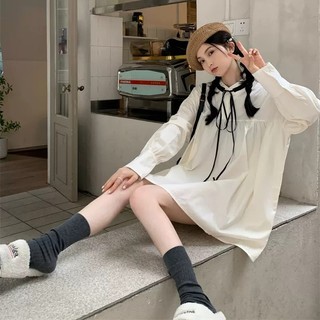 Váy liền dài tay dây buộc rộng rãi váy liền phong cách thường ngày mẫu mới hè thu cho nữ