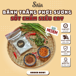 Bánh Tráng SHIN Phơi Sương Chấm Sốt Tỏi Phi Giòn Độc Quyền Ăn Vặt Thơm Ngon túi zip M