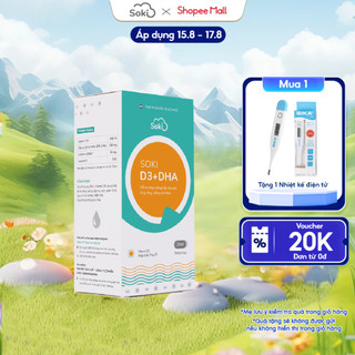 Siro SOKI D3+DHA Giúp Trẻ Hấp Thu Canxi, Tăng Chiều Cao, Phát Triển Trí Não Và Thị Lực Lọ 20ml