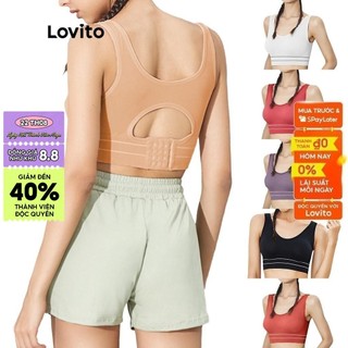 Áo ngực thể thao/ tập yoga Lovito màu trơn L02034 (Black/Nude/Red/Purple/White) áo tập gym nữ bra thể thao n L02034 (Black/Nude/Red/Purple/White)
