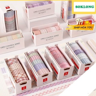 Bộ 6 washi tape nhiều cỡ, tập băng dính washi trang trí sổ tay, take note WA05