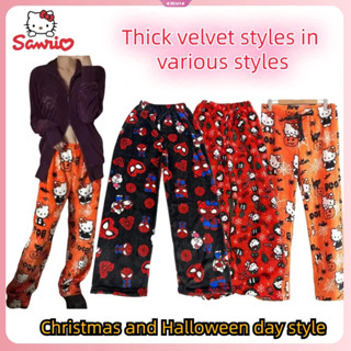  Hello Kitty Người Nhện Nhung Giáng Sinh Halloween Rời Bộ Đồ Ngủ Quần Nam Nữ Hoạt Hình Ngủ Mặc Thường Ngày 