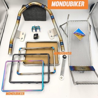 [ Tặng 2 móc U 7m] Combo baga xiken + tay xách khò+ khung biển cho xe máy wave 110 wave A 2017-2024, wave RS