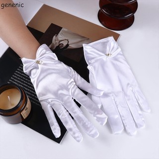 Genenic Nữ Găng Tay Cưới Thanh Lịch Hợp Thời Trang Satin Gothic JK Cô Dâu Cho Bé Gái Găng Tay Full Ngón