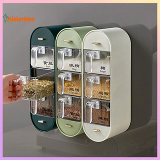 Aislerbee 1 Bộ Hộp Bảo Quản Gia Vị Không Đấm Lưới Thiết Kế Gia Vị Bảo Quản Treo Tường Ngăn Kéo Loại Nồi Gia Vị Tiện Ích Nhà Bếp