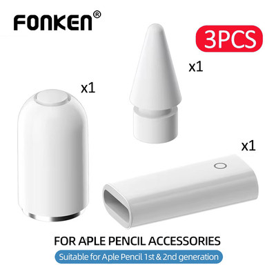 Fonken 3 Cái / bộ Phụ Kiện Bút Chì AP Nắp Bút Chì / Đầu Bút Chì / Bộ Chuyển Đổi Sạc Cho Bút Chì Aple Thế Hệ 1 / 2