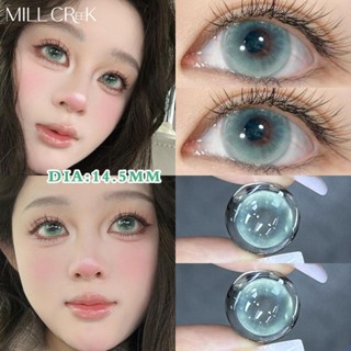  【cận 0-8.0Độ Kính áp tròng Mill Creek  1 cặp  đường kính 14,5mm Xanh lam-xanh lục tắc kè 40% nước. 