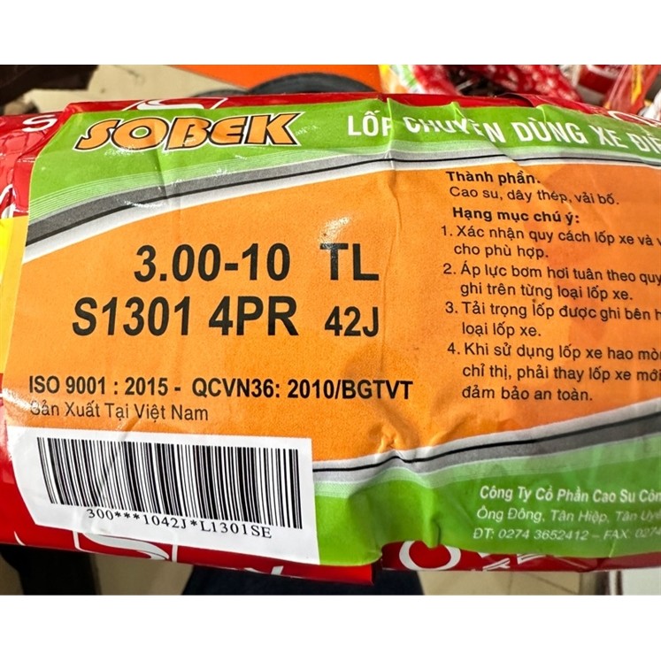 Lốp Sobek 300~10( dùng cho xe vành 10)