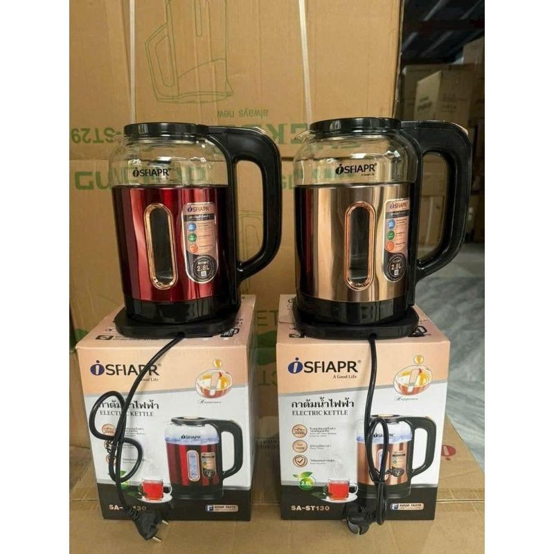 Ấm Đun Nước Siêu Tốc, Bình Nước Siêu Tốc Giữ Nhiệt SFIAPRT ST130 Thủy Tinh Dung Tích 2.8 lít