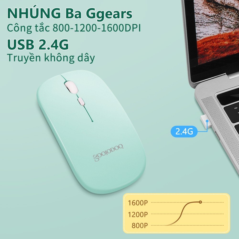 Chuột không dây Bluetooth 2 trong 1 Goojodoq Chế độ kép 2.4GHz | BigBuy360 - bigbuy360.vn