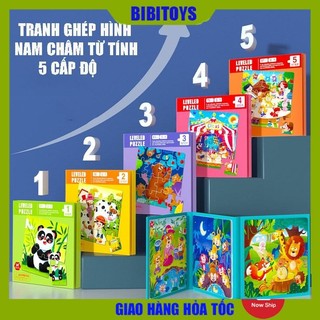 Đồ chơi tranh ghép hình, xếp hình nam châm từ tính, 5 cấp độ cho bé, đồ chơi giáo dục sớm các chủ đề cho bé 0-5 tuổi
