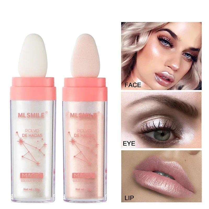 Shimmer Fairy Powder Highlighter Powder White Loose Highlighter Face Body Glitter Wand Trang điểm Br