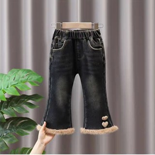 Quần bò bé gái quần lót lông cừu thời trang quần đáy chuông quần ấm áp cho trẻ em