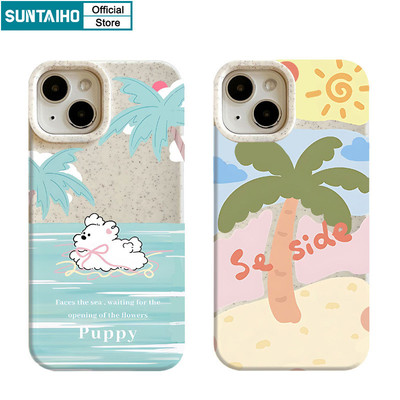 Suntaiho Thẩm Mỹ Ngộ nghĩnh Vỏ Điện Thoại Họa Tiết Chó Hoạt Hình Cho Iphone 16 15 14 13 12 11 Pro Max IP 7 8 Plus Iphon X Xs XR Xs Max Silicon Mềm Cao Cấp Chống Sốc Ốp Lưng