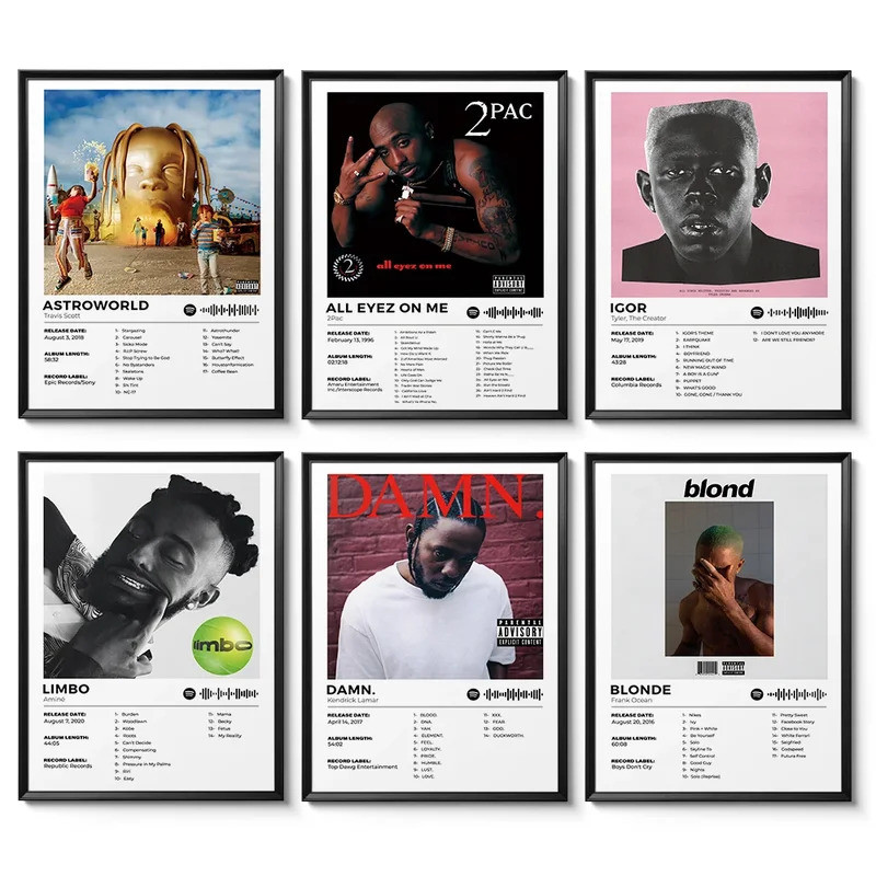 Album Nhạc Có Poster Rapper 2Pac, Travis Scott Hiphop Ca Sĩ Album Có Canvas Tranh Treo Tường Nghệ Th