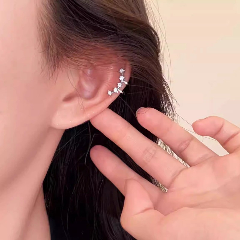 WeFlower Hoa Mini s925 Bạc Kẹp Bông Tai Cho Nữ, Pha Lê Hạt Arc, Quà Tặng | BigBuy360 - bigbuy360.vn