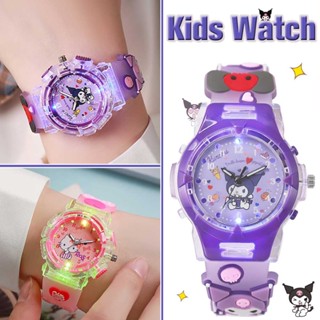 Đồng hồ trẻ em Sanrio Mặt số đèn LED 3D Kuromi Cinnamoroll Hello Kitty Boy Girl Quà tặng Ban nhạc silicon không độc hại Kawaii Học sinh Đồng hồ quà tặng