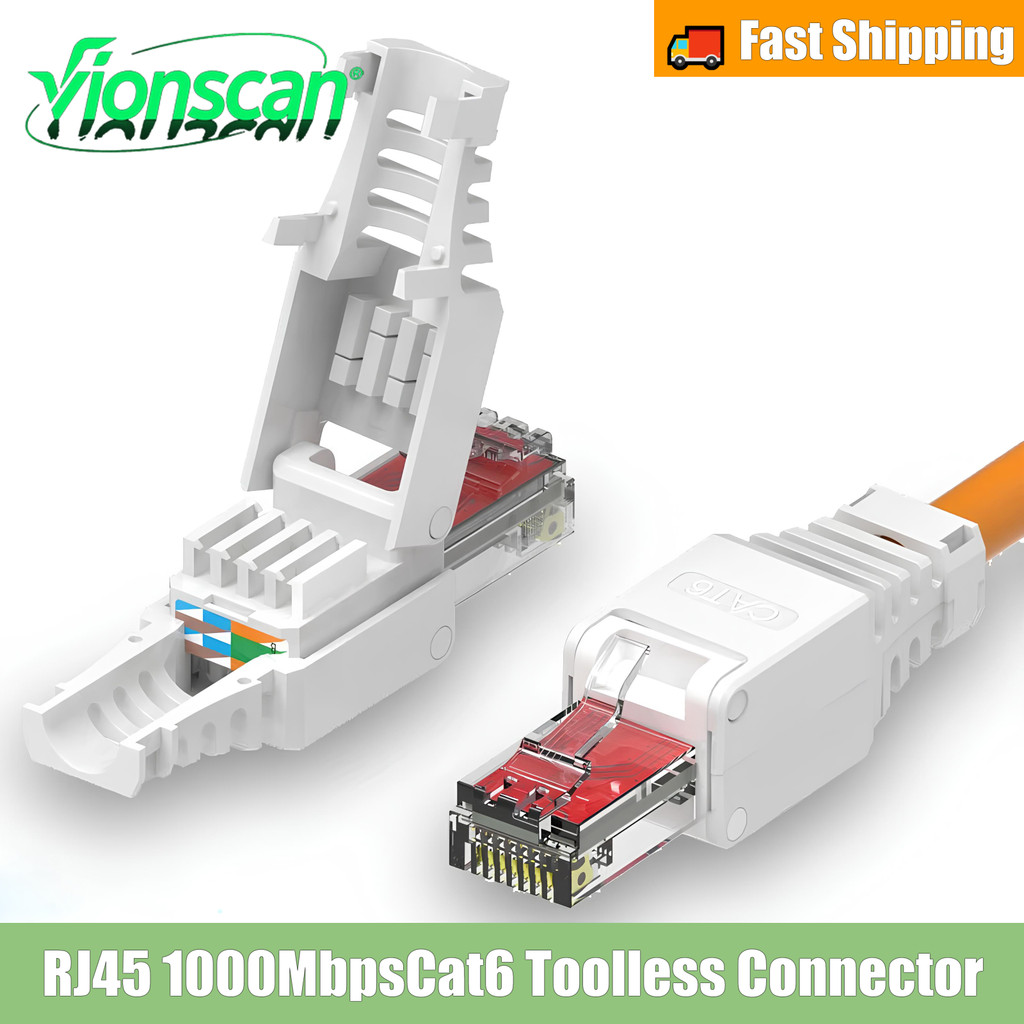 Công cụ Vionscan Đầu nối Ethernet RJ45 CAT6 miễn phí, Cáp 23AWG đến 26AWG Cắm Internet Toolless