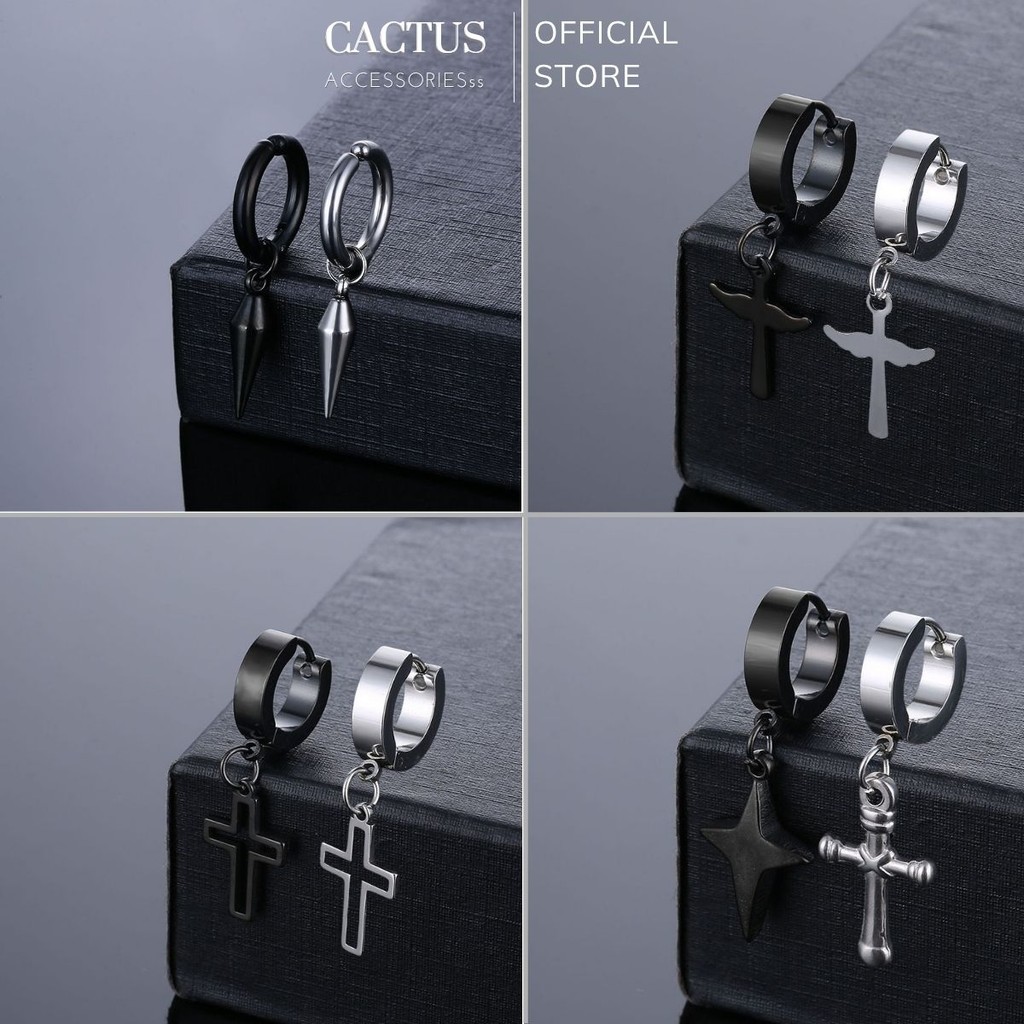 Khuyên Tai Nam Xỏ Lỗ Cactus Accessories, Bông Tai Titan Không Gỉ Phong Cách Cá Tính Hiphop