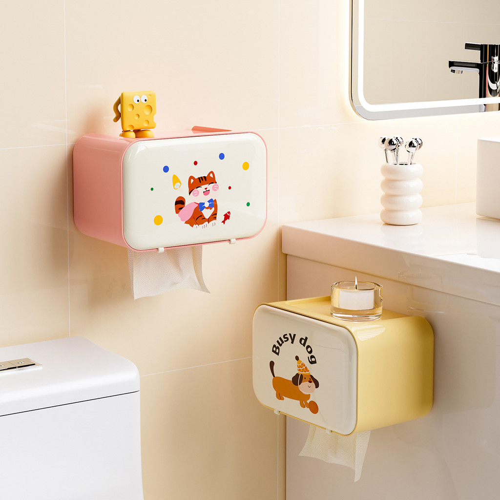 Household Toilet Tissue Box Cream Style Cartoon Wall-Mounted Paper Extraction Box Toilet Good-lookin