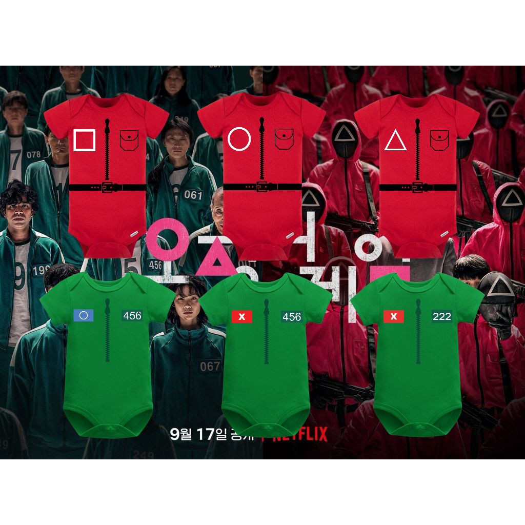 [BÉ ONESIE] PLAYER 222 SQUID GAME ONESIE | SERIES NETFLIX | SỮA HÀNG THÁNG 25P8