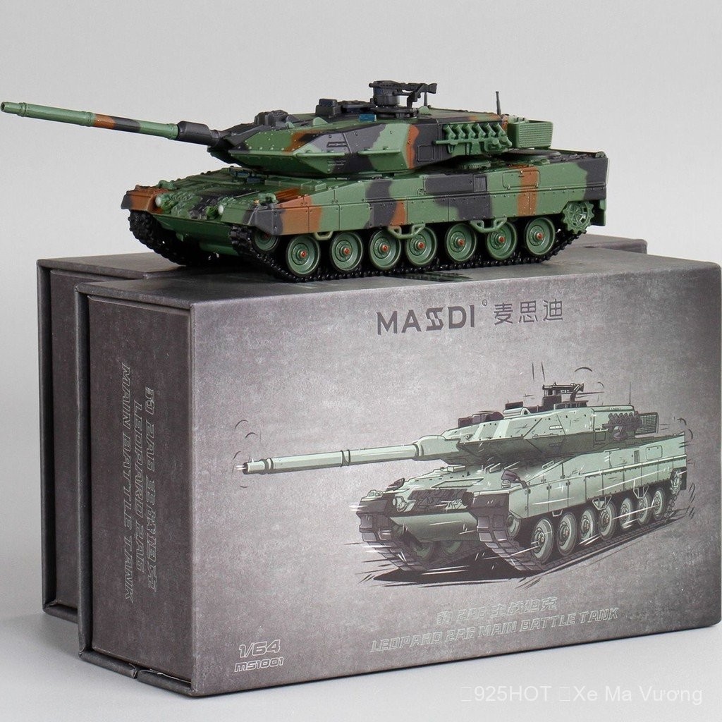 MASDI Leopard 2A6 Quân Đội Xanh NATO Ngụy Trang Ba Màu Sa Mạc Vàng Chiến Tranh Chính Mô Hình Hợp Kim