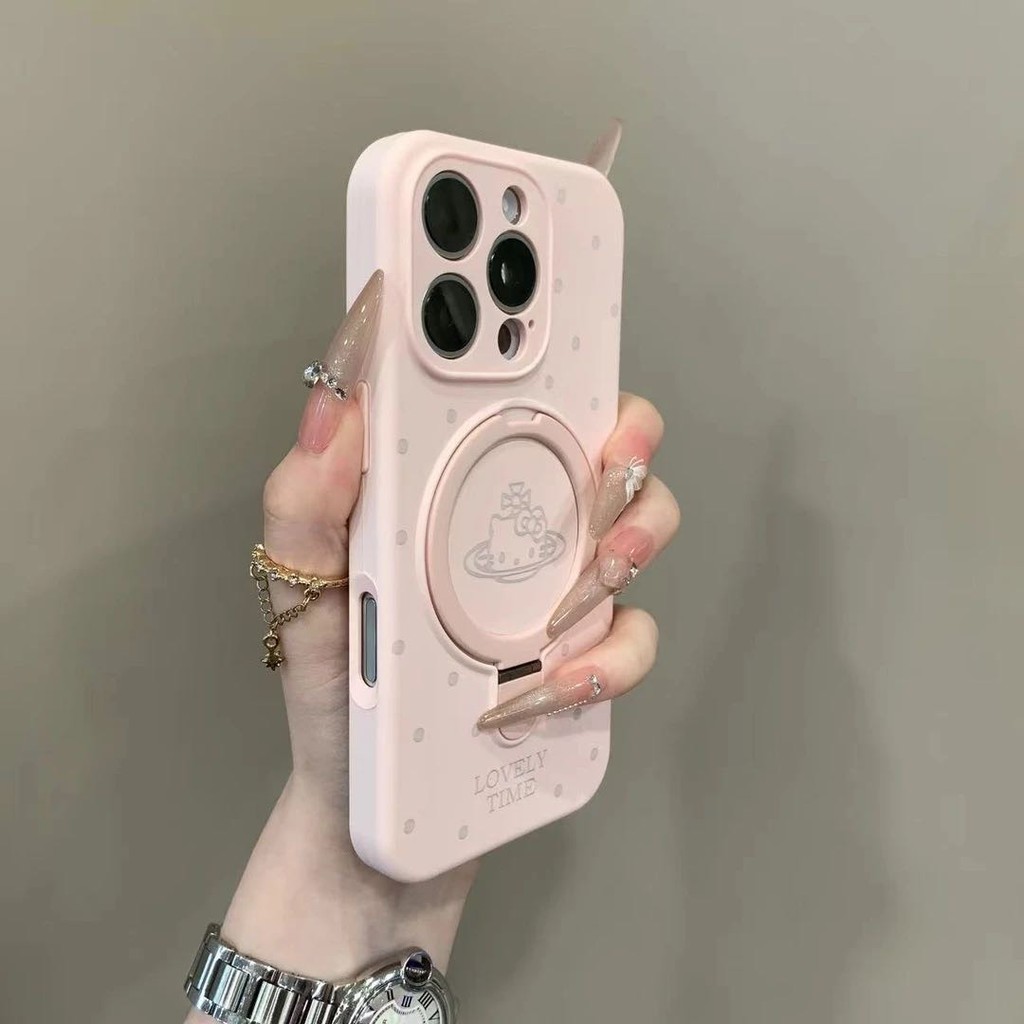 Kitty Cat Planet Wave Point Giá đỡ từ tính Silicone Advanced Fine Hole Phone Case Thích hợp cho iPho