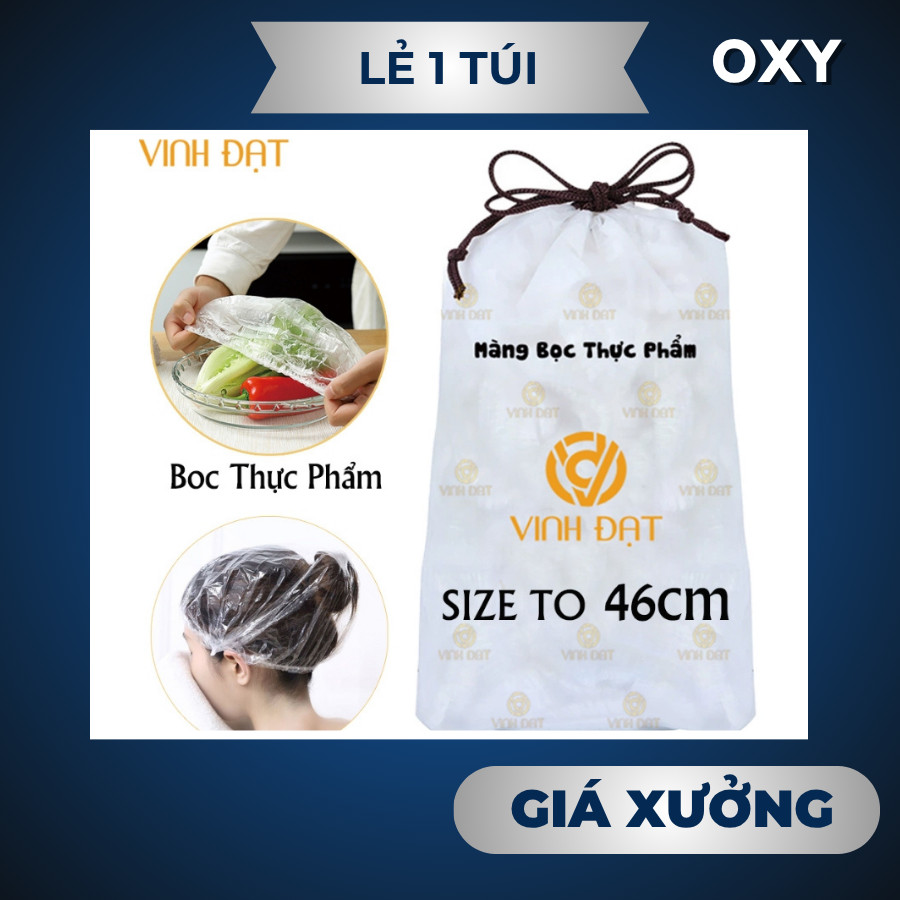 Set 100 Màng Bọc Thực Phẩm Co Giãn Siêu Dai Size 37/46cm – Có Chun & Túi Đựng