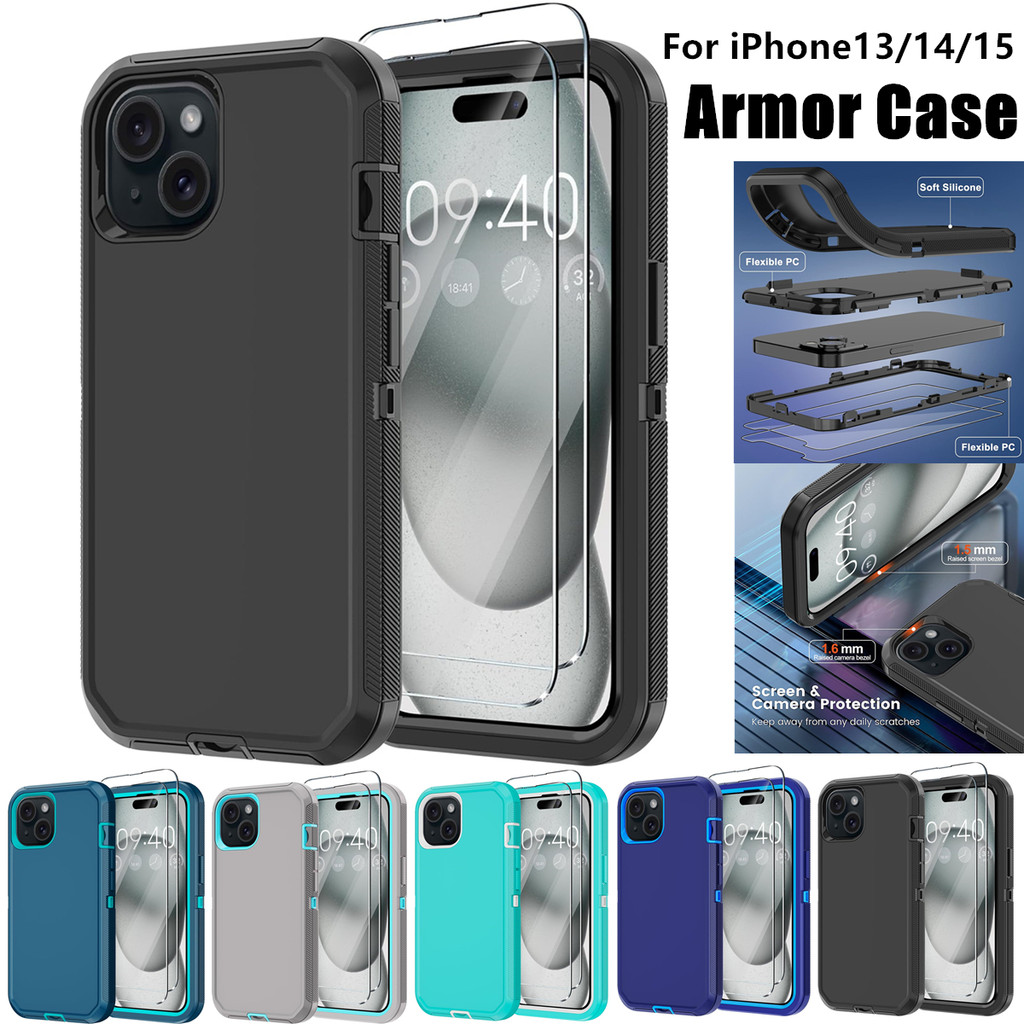 Dành Cho iPhone 15 14 13 Armor Ốp Lưng Điện Thoại iPhone 15 Plus 16 Pro Max 11 12 13 Pro Max 14 Pro 
