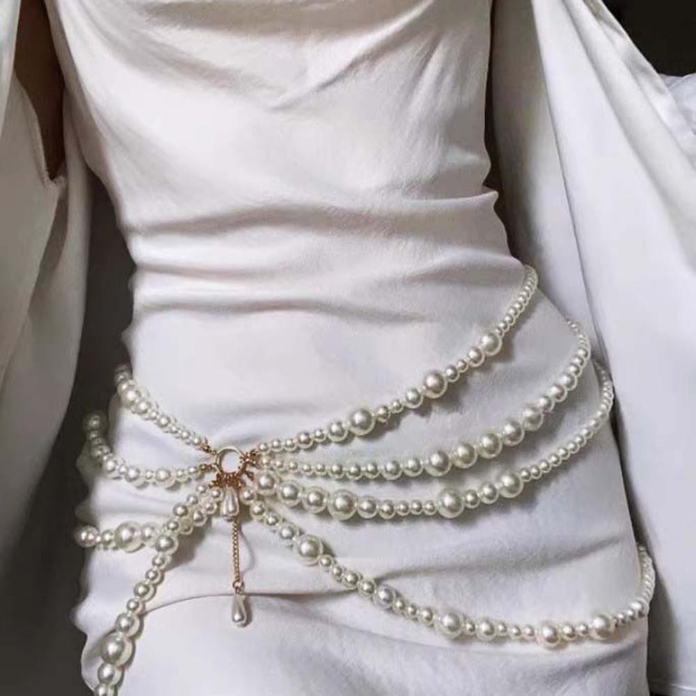Retro Multi-layer Bead Waist Chain Women Skirt Tassel Belt Sweater Dress Accessories