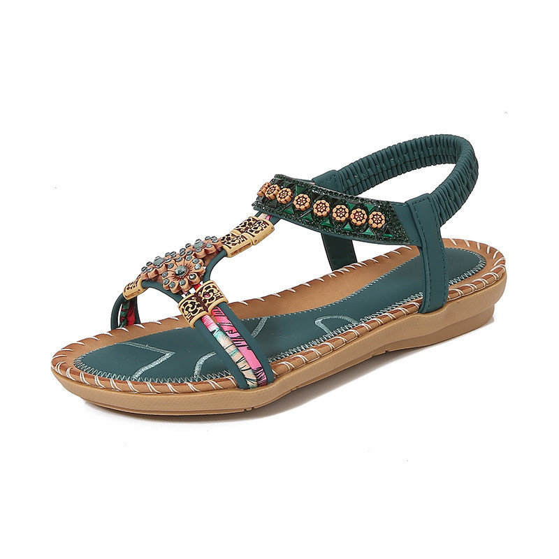 2026 Phong Cách Mới Bohemian Sandal Nữ Mùa Hè Mũi Tròn Phẳng Giày Sandal Mũi Mở