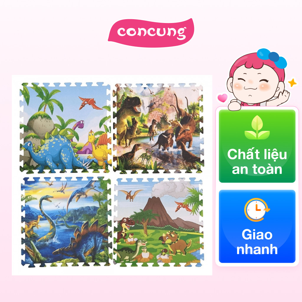 Thảm xốp cao cấp hình khủng long (60x60cm, 4 miếng)