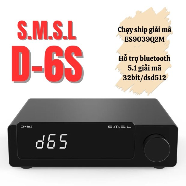 SMSL D6S – DAC Bluetooth 5.1 LDAC, Dual ES9039Q2M, MQA Full Decode