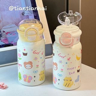  Ly giữ nhiệt phong cách Ins dễ thương chai nước thép không gỉ dung tích lớn giá trị cao ly uống nước kép cho sinh viên  