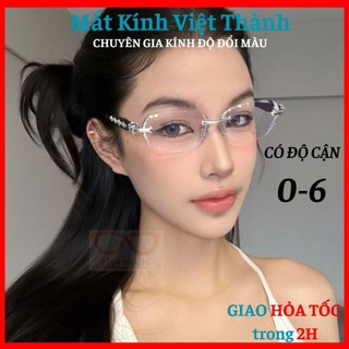   CÓ SẴN ĐỘ CẬN Kính không viền có với họa tiết cực slay Nhận cắt cận viễn loạn theo yêu cầu Mắt Kính Việt Thành KHOAN07 