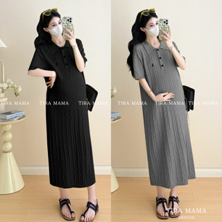  Váy len bầu dáng dài Váy bầu cổ polo dáng dài Váy len xoắn thừng thêu ngựa hàng QC  loại 1  M139 