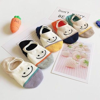 Tất Cổ Thấp Trẻ Em Xuân Hè Phong Cách Hàn Quốc Cotton Mỏng Thoáng Khí Hoạt Hình Mặt Cười 1-15 Tuổi Bé Trai Và Bé Gái Bé Thấp Top Vô Hình Tất