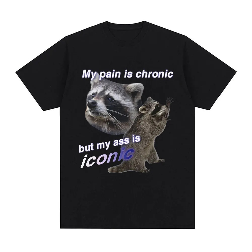 Ngộ nghĩnh Nỗi Đau Của Tôi Là Mãn Tính Nhưng Mông Của Tôi Là Biểu Tượng Raccon Meme Áo nam Cotton Ta