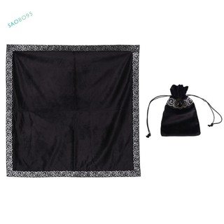 Khăn trải bàn Vải Altar Khăn trải bàn Nhung Bói toán Wicca Tấm thảm Khăn trải bàn Khăn trải bàn có túi Tarot Màu đen