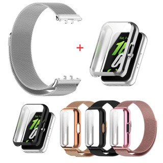 Milanese Dây Đeo + Ốp Lưng Cho Samsung Galaxy Fit 3 Fit3 SM-R390 Thép Không Gỉ Thay Thế Vòng Tay Vòng Từ Tính 2 TRONG 1 Dây Đeo Tay Thông Minh Full TPU Case Cover
