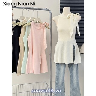 Xiang Nian Ni Phong Cách Pháp Cao Cấp Thanh Lịch Dây Tự Cắt Áo Vest Nữ Thiết Kế Sense Cao Cấp Slim Fit Giảm Béo Top