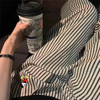 quần sọc Quần Kiểm Tra Bong Bóng Cotton Lụa Pyjama Quần Nữ Dễ Thương Họa Tiết Mickey In Quần Thẳng Rời Trous