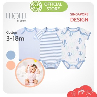 Combo 3 Bộ Bodysuit Wow By Oeteo Size 3-18m - Body Cho Bé Trai Bé Gái