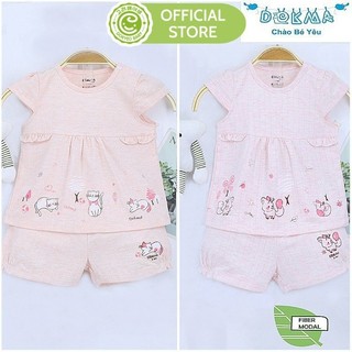 Bộ Cộc Tay Cho Bé Gái - Bộ Thun Bé Gái Cài Vai Dokma Chất Modal Cao Cấp Ms Db456 (3-24M)