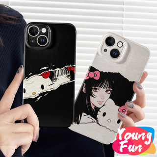 Ốp Kawakami Tomie HelloKitty iPhone 16 Pro Max 15 14 XR 13 12 11 Pro Max 8 7 6 6S Plus X Xs Max Se 2020 13 12 11 Smooth TPU Soft Shell chống sốc bảo vệ máy ảnh Truyện tranh kinh dị Thiết kế cá tính