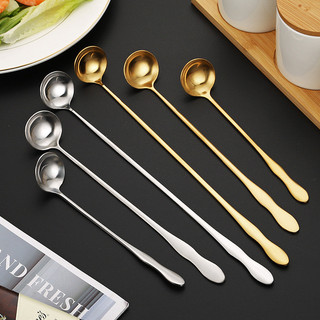 Thép không gỉ Tay Cầm Dài Bạc Vàng Dầu Thìa Mật Ong Gia Vị Muỗng