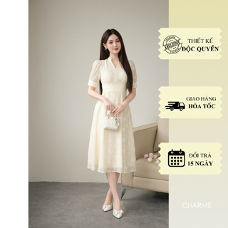 Váy nữ dáng dài cổ v khuy ngọc charme 405016
