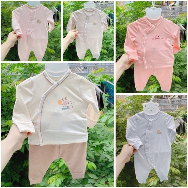 Dokma - Bộ quần áo sơ sinh dài tay Bambo Thu Đông mềm mịn cho bé trai,bé gái